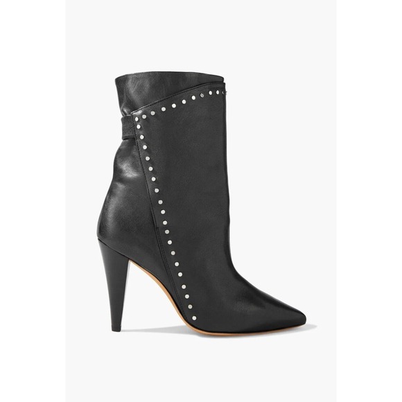 IRO CHLONE $795 Studded Leather Ankle Boots Moto US5.5 FR36 Made in Portugal - Picture 1 of 16